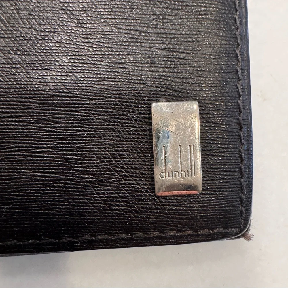 dunhill Black Leather Men's / Women’s Bi-Fold Long Wallet